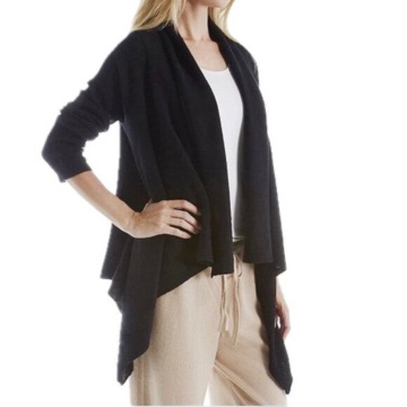 Tahari Black 100% Cashmere Flyaway Cardigan Sweater Women's M - Picture 2 of 7